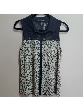Zac & Rachel Black and Cream Sleeveless Top Size XL